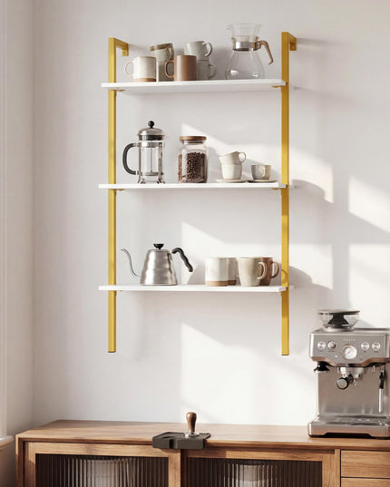 Giantex Ladder Shelf 3-Tier Wood Wall Mounted Bookshelf(1/2)