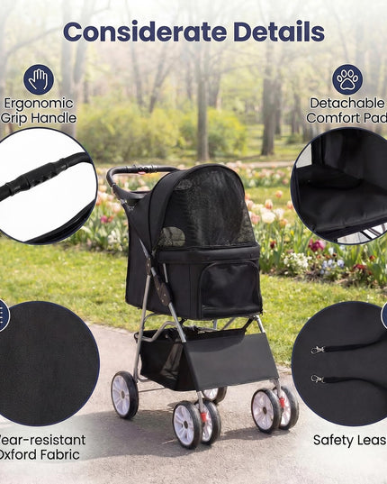 Giantex Foldable Pet Stroller for Small Dogs & Cats