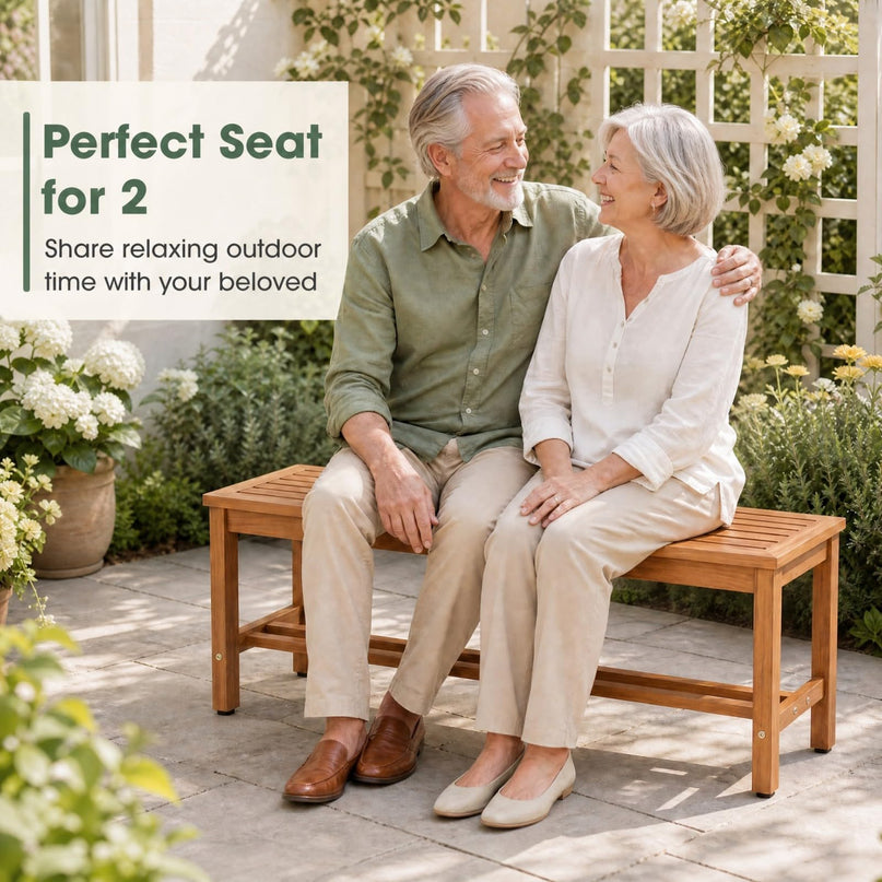 Giantex Outdoor Wooden Bench 2-Person Patio Bench(40"L x 14"W x 17"H)