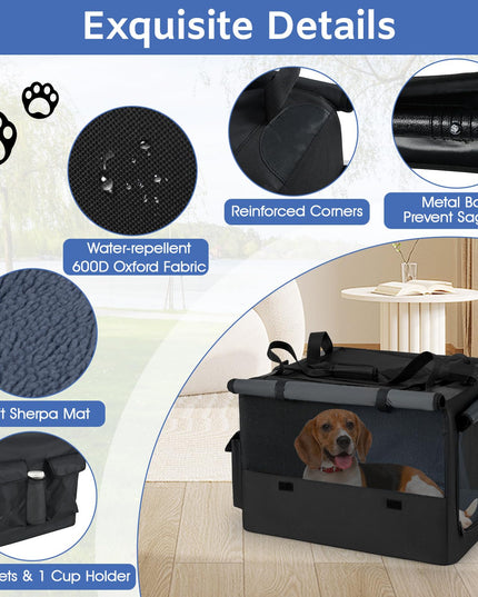 Giantex Portable Dog Crate for Travel Expandable Soft-Sided Pet Carrier with Mesh Windows