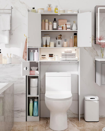 Giantex Over Toilet Bathroom Organizer with LED Light Paper Towel Holder