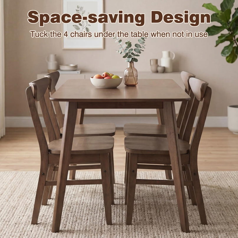 Giantex 5-Piece Dining Table Set for 4 Mid-Century Modern Kitchen Table and Chairs Set