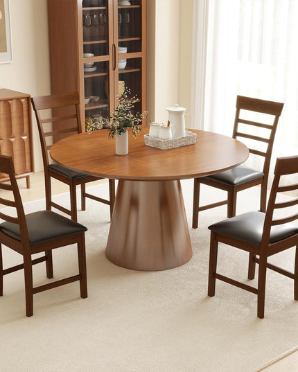 Giantex Wooden Dining Chairs Set of 2/4, PU Leather Upholstered Kitchen Chairs w/Rubber Wood Frame