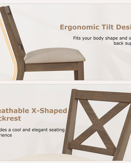 Giantex Wooden Dining Chairs Set of 2/4 with Rubber Wood Legs