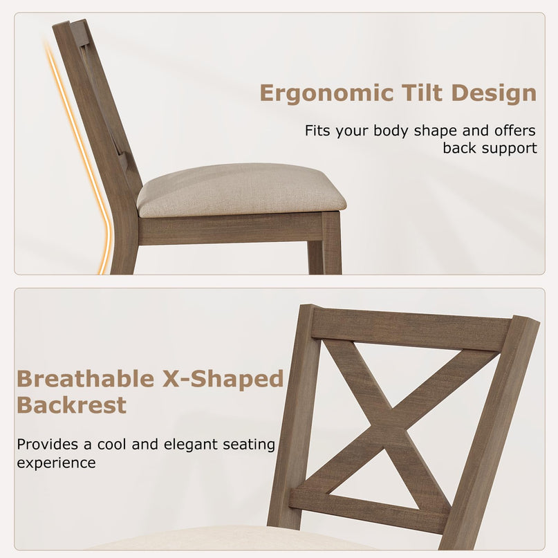 Giantex Wooden Dining Chairs Set of 2/4 with Rubber Wood Legs