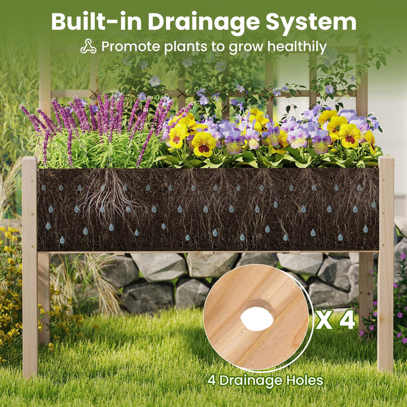 Giantex Raised Garden Bed with Trellis Outdoor Horticulture Planter