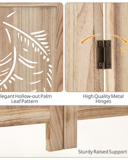 GIANTEX Boho Room Divider with Carved Palm Leaf Pattern