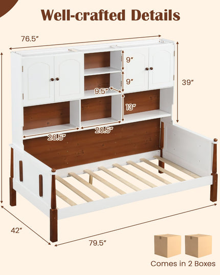 Giantex Wood Twin Bed with Storage