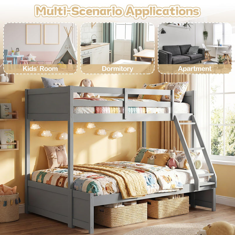 Giantex Twin Over Fulll Bunk Bed Wood Bunk Bed