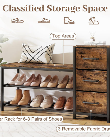 Giantex 3-Tier Shoe Storage Bench for Entryway