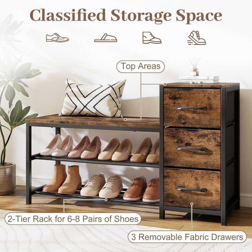 Giantex 3-Tier Shoe Storage Bench for Entryway