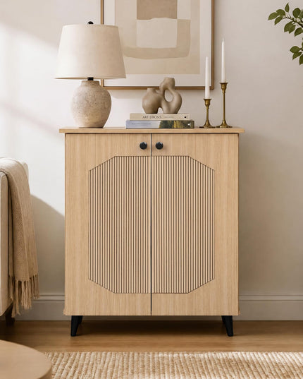 GIANTEX Geometric Shoe Cabinet with 2 Doors