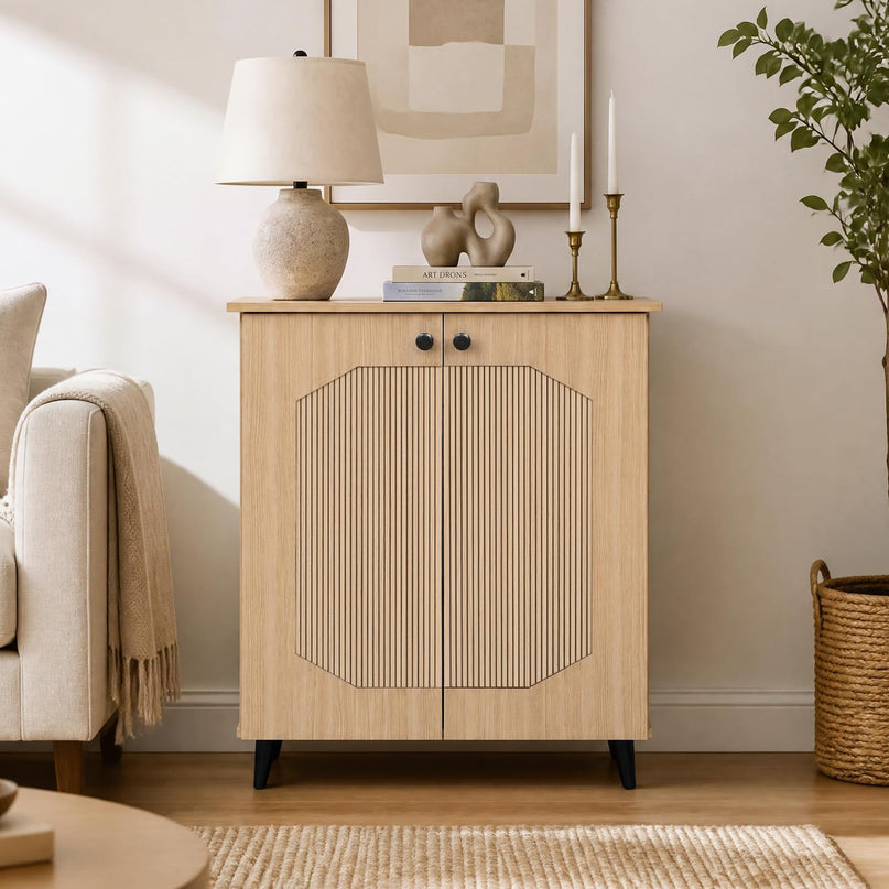 GIANTEX Geometric Shoe Cabinet with 2 Doors