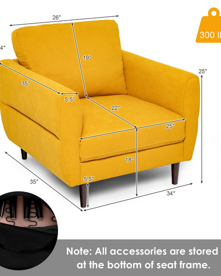 Giantex Sofa Chair, Upholstered Mid-Century Modern Accent Chair