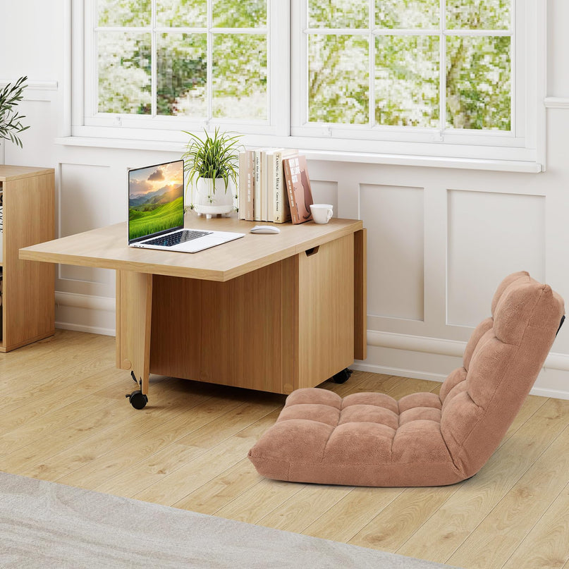 Giantex 48 Inch Drop Leaf Extendable Center Table with Storage Cabinet & Wheels