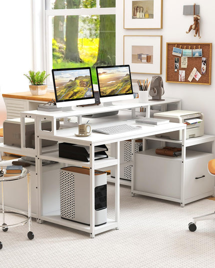 Giantex 66 Inch Home Office Workstation with Charging Station