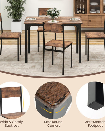 Giantex Dining Table Set for 4, Mid-Century Kitchen Furniture Set w/Kitchen Table, 4 Dining Chairs