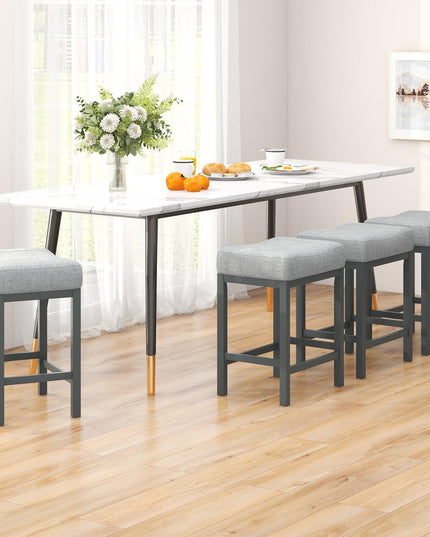 Giantex Counter Height Bar Stools Set of 2/4, 24.5" Backless Linen Fabric Bar Saddle Stools w/Solid Rubber Wood Frame & Footrest