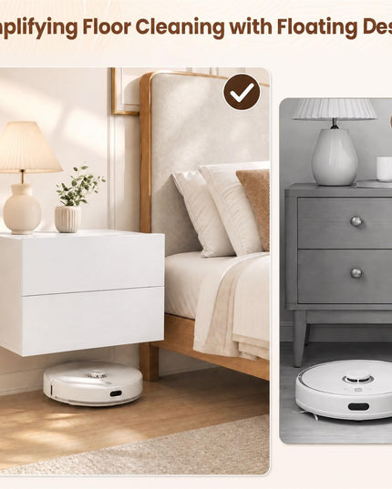 Giantex Floating Nightstand Set of 1/2 Wall-Mounted Table with 2 Drawers