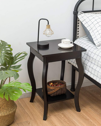 16" End Table W/Storage & Shelf Curved Legs Home Furniture for Living Room