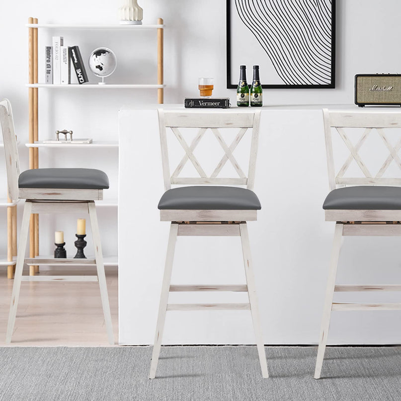 Giantex Bar Stool with Foot Rest Upholstered Cushion & Ergonomic Backrest