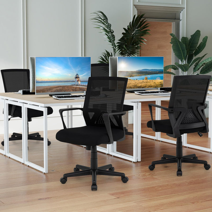 GIANTEX Ergonomic Office Chair | Mid-Back Swivel Desk Chair w/Lumbar Support