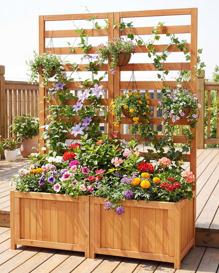 Jardinière surélevée en bois avec treillis Giantex pour l'extérieur