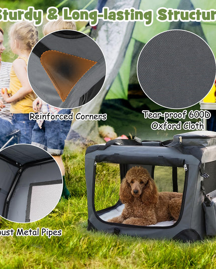 Giantex Folding Soft Dog Crate with 5-Sided Mesh & 3 Doors