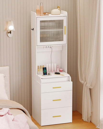 Coiffeuse 3-en-1 CHARMAID avec miroir rabattable