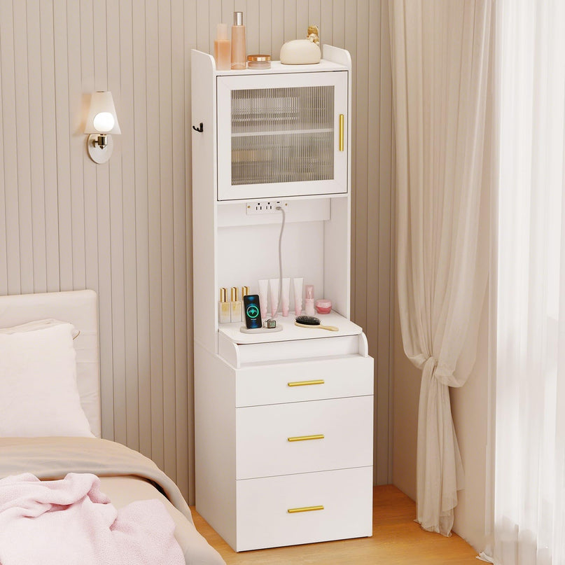 Coiffeuse 3-en-1 CHARMAID avec miroir rabattable