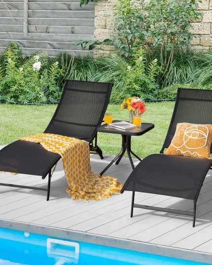 Giantex Outdoor Chaise Lounge Set of 2, Foldable Pool Lounge Chairs