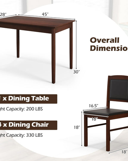 Giantex 5-Piece Dining Table Set for 4 - Breakfast Nook Table Set with Kitchen Table