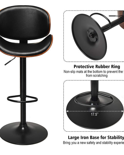 Giantex Bar Stools Set of 2, Adjustable Swivel Barstools with Back