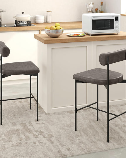 Giantex Counter Height Bar Stools, 26 Inch Upholstered Bar Chairs with Back
