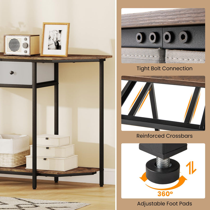 Giantex 51" Console Table with 2 Drawers with Open Storage Shelf