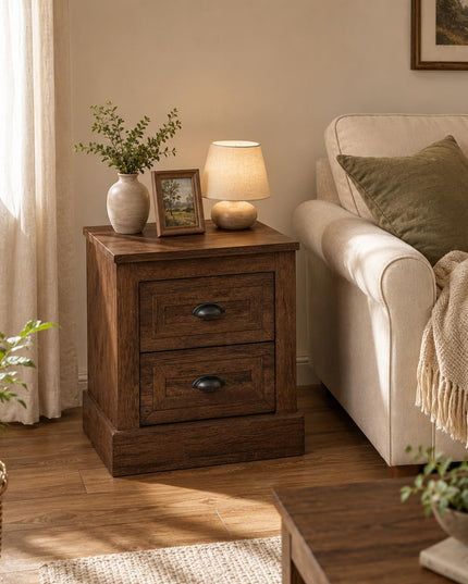 GIANTEX Farmhouse Nightstand 2-Drawer End Tables