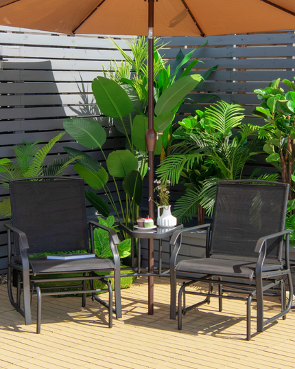 Chaises planeur d'extérieur Giantex avec table et trou pour parasol