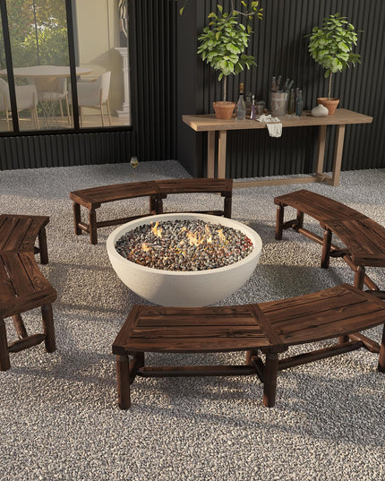 Giantex Wooden Outdoor Bench for 2-Person - Fire Pit Chair Bench