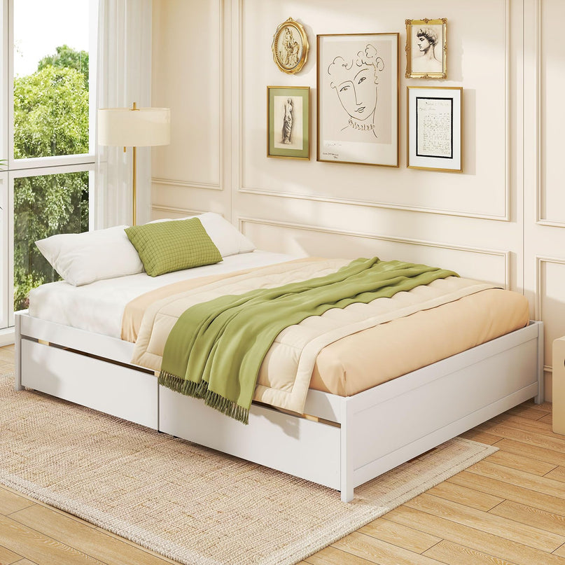 Giantex Queen Size Bed Frame with 2 Storage Drawers