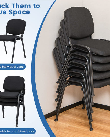 Giantex 10-Pack Conference Chair Set - Stackable Guest Chair with Metal Frame