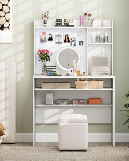 Giantex White Computer Desk with Hutch