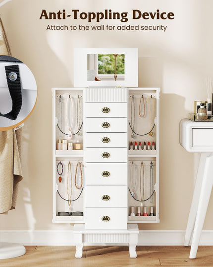 Giantex Standing Jewelry Cabinet with 7 Drawers