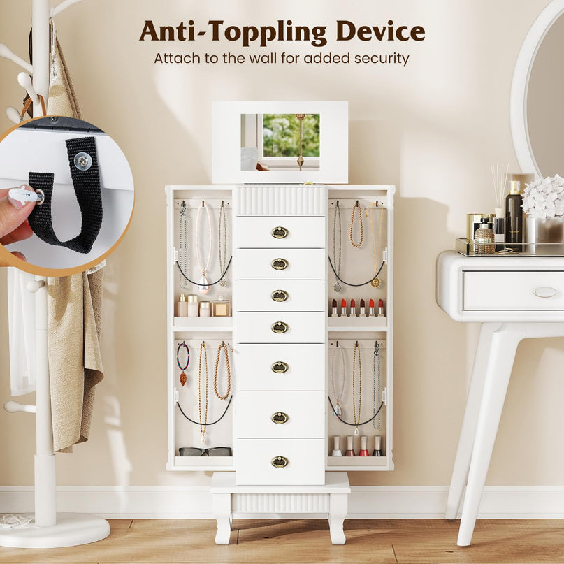 Giantex Standing Jewelry Cabinet with 7 Drawers