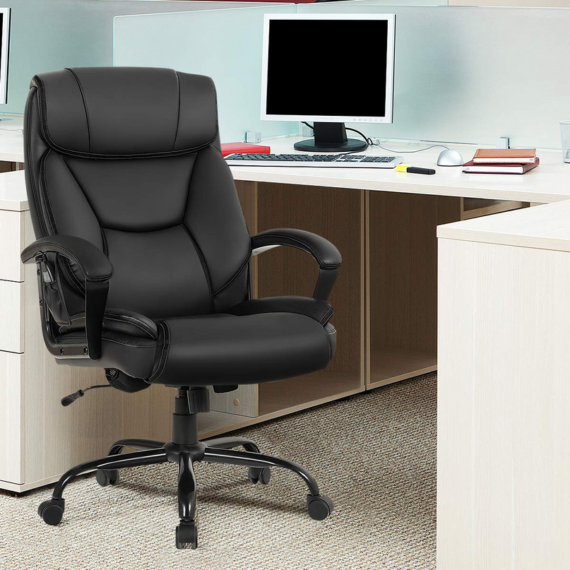 Chaise de bureau Giantex grande taille et robuste (227 kg), chaise de direction massante avec 6 points de vibration