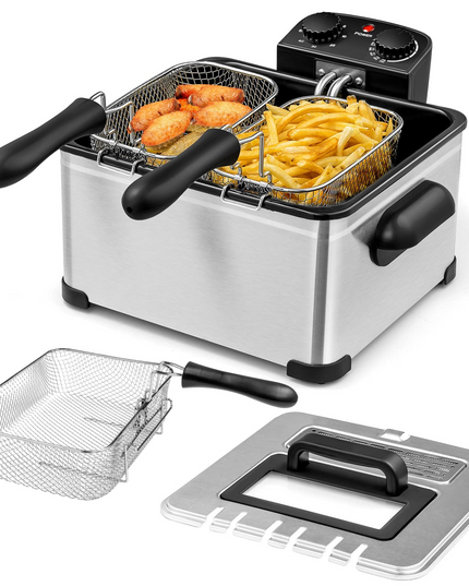 1700W Electric Deep Fryer with 3 Baskets - Giantex