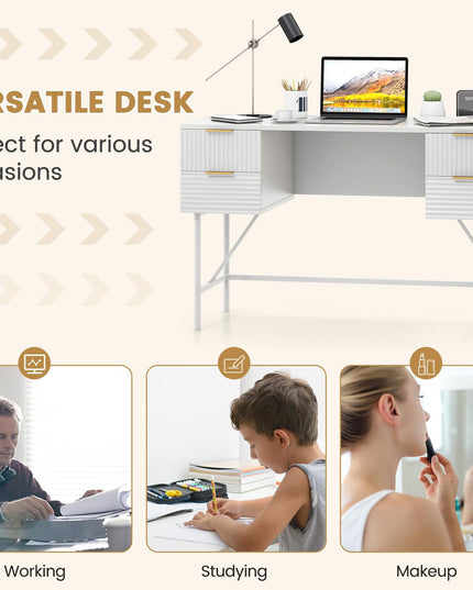 Giantex Modern Desk with 4 Drawers