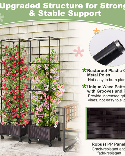 Giantex Raised Garden Bed with Tomato Cages, 67” Adjustable Height
