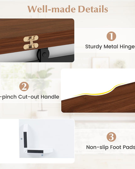 Table basse relevable de style rustique Giantex avec 2 portes coulissantes de grange et 3 compartiments de rangement cachés