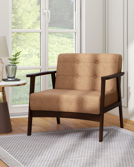 Giantex Mid-Century Modern Accent Chair Oversized Armchair(Beige)