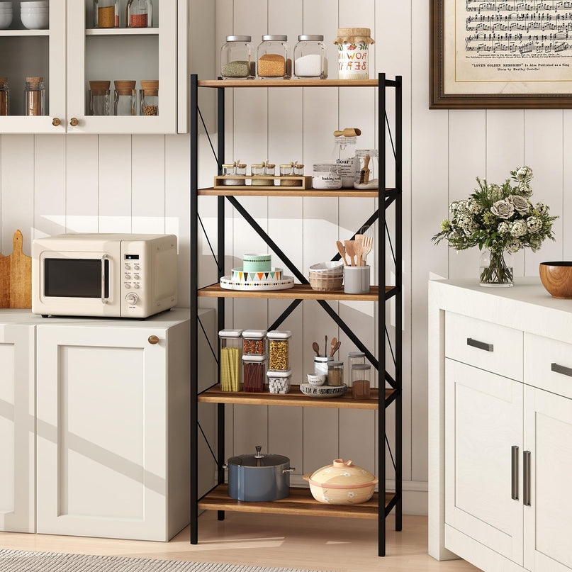Giantex Industrial Bookcase with Heavy-Duty Metal Frame